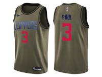 Men Nike Los Angeles Clippers #3 Chris Paul Swingman Green Salute to Service NBA Jersey