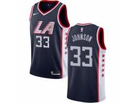 Men Nike Los Angeles Clippers #33 Wesley Johnson Navy Blue NBA Jersey - City Edition