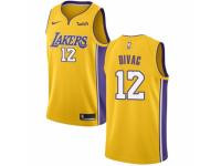Men Nike Los Angeles Lakers #12 Vlade Divac  Gold Home NBA Jersey - Icon Edition