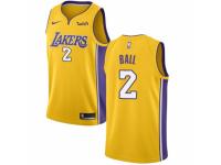 Men Nike Los Angeles Lakers #2 Lonzo Ball  Gold Home NBA Jersey - Icon Edition