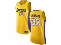 Men Nike Los Angeles Lakers #32 Magic Johnson Gold Home NBA Jersey - Icon Edition