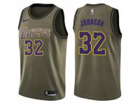 Men Nike Los Angeles Lakers #32 Magic Johnson Swingman Green Salute to Service NBA Jersey