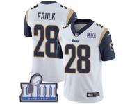 Men Nike Los Angeles Rams #28 Marshall Faulk White Vapor Untouchable Limited Player Super Bowl LIII Bound NFL Jersey