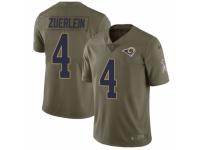 Men Nike Los Angeles Rams #4 Greg Zuerlein Limited Olive 2017 Salute to Service NFL Jersey