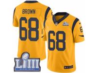 Men Nike Los Angeles Rams #68 Jamon Brown Limited Gold Rush Vapor Untouchable Super Bowl LIII Bound NFL Jersey