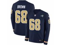 Men Nike Los Angeles Rams #68 Jamon Brown Limited Navy Blue Therma Long Sleeve NFL Jersey