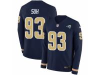 Men Nike Los Angeles Rams #93 Ndamukong Suh Limited Navy Blue Therma Long Sleeve NFL Jersey