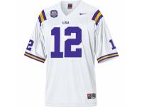 Men Nike LSU Tigers #12 Jarrett Lee White Authentic NCAA With 2012 BCS Championship Patch Jersey