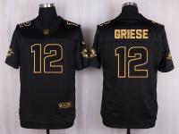 Men Nike Miami Dolphins #12 Bob Griese Pro Line Black Gold Collection Jersey