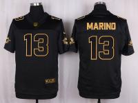 Men Nike Miami Dolphins #13 Dan Marino Pro Line Black Gold Collection Jersey