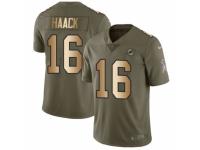 Men Nike Miami Dolphins #16 Matt Haack Limited Olive/Gold 2017 Salute to Service NFL Jersey