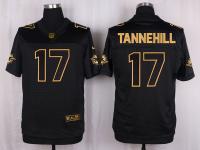 Men Nike Miami Dolphins #17 Ryan Tannehill Pro Line Black Gold Collection Jersey