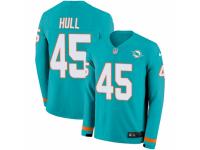 Men Nike Miami Dolphins #45 Mike Hull Limited Aqua Therma Long Sleeve NFL Jersey