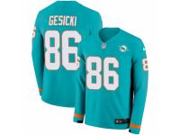 Men Nike Miami Dolphins #86 Mike Gesicki Limited Aqua Therma Long Sleeve NFL Jersey