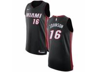 Men Nike Miami Heat #16 James Johnson Black Road NBA Jersey - Icon Edition
