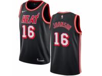 Men Nike Miami Heat #16 James Johnson Swingman Black Black Fashion Hardwood Classics NBA Jersey