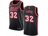 Men Nike Miami Heat #32 Shaquille ONeal Swingman Black Black Fashion Hardwood Classics NBA Jersey