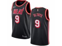 Men Nike Miami Heat #9 Kelly Olynyk Swingman Black Black Fashion Hardwood Classics NBA Jersey