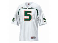 Men Nike Miami Hurricanes #5 Andre Johnson White Authentic NCAA Jersey