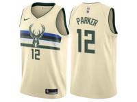 Men Nike Milwaukee Bucks #12 Jabari Parker  Cream NBA Jersey - City Edition