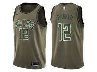 Men Nike Milwaukee Bucks #12 Jabari Parker Swingman Green Salute to Service NBA Jersey