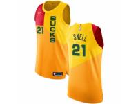 Men Nike Milwaukee Bucks #21 Tony Snell Yellow NBA Jersey - City Edition