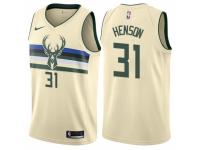 Men Nike Milwaukee Bucks #31 John Henson  Cream NBA Jersey - City Edition