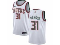 Men Nike Milwaukee Bucks #31 John Henson Swingman White Fashion Hardwood Classics NBA Jersey