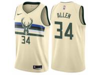 Men Nike Milwaukee Bucks #34 Ray Allen  Cream NBA Jersey - City Edition