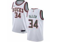 Men Nike Milwaukee Bucks #34 Ray Allen Swingman White Fashion Hardwood Classics NBA Jersey