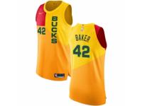Men Nike Milwaukee Bucks #42 Vin Baker Yellow NBA Jersey - City Edition