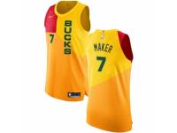 Men Nike Milwaukee Bucks #7 Thon Maker Yellow NBA Jersey - City Edition
