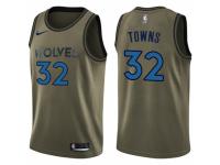 Men Nike Minnesota Timberwolves #32 Karl-Anthony Towns Swingman Green Salute to Service NBA Jersey