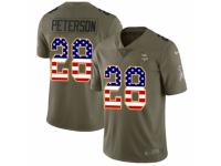 Men Nike Minnesota Vikings #28 Adrian Peterson Limited Olive/USA Flag 2017 Salute to Service NFL Jersey