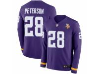 Men Nike Minnesota Vikings #28 Adrian Peterson Limited Purple Therma Long Sleeve NFL Jersey