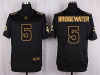 Men Nike Minnesota Vikings #5 Teddy Bridgewater Pro Line Black Gold Collection Jersey