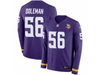 Men Nike Minnesota Vikings #56 Chris Doleman Limited Purple Therma Long Sleeve NFL Jersey