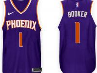 Men Nike NBA Phoenix Suns #1 Devin Booker Jersey 2017-18 New Season Purple Jersey