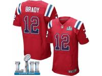 Men Nike New England Patriots #12 Tom Brady Elite Red Alternate Drift Fashion Super Bowl LII NFL Jersey