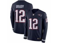 Men Nike New England Patriots #12 Tom Brady Limited Navy Blue Therma Long Sleeve NFL Jersey