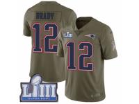 Men Nike New England Patriots #12 Tom Brady Limited Olive 2017 Salute to Service Super Bowl LIII Bound NFL Jersey