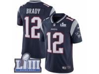 Men Nike New England Patriots #12 Tom Brady Navy Blue Team Color Vapor Untouchable Limited Player Super Bowl LIII Bound NFL Jersey