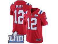 Men Nike New England Patriots #12 Tom Brady Red Alternate Vapor Untouchable Limited Player Super Bowl LIII Bound NFL Jersey