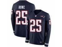 Men Nike New England Patriots #25 Eric Rowe Limited Navy Blue Therma Long Sleeve NFL Jersey
