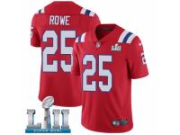 Men Nike New England Patriots #25 Eric Rowe Red Alternate Vapor Untouchable Limited Player Super Bowl LII NFL Jersey