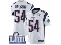 Men Nike New England Patriots #54 Tedy Bruschi White Vapor Untouchable Limited Player Super Bowl LIII Bound NFL Jersey