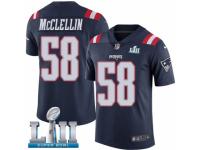 Men Nike New England Patriots #58 Shea McClellin Limited Navy Blue Rush Vapor Untouchable Super Bowl LII NFL Jersey