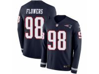 Men Nike New England Patriots #98 Trey Flowers Limited Navy Blue Therma Long Sleeve NFL Jersey