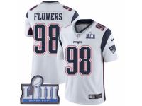 Men Nike New England Patriots #98 Trey Flowers White Vapor Untouchable Limited Player Super Bowl LIII Bound NFL Jersey