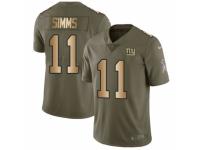 Men Nike New York Giants #11 Phil Simms Limited Olive/Gold 2017 Salute to Service NFL Jersey